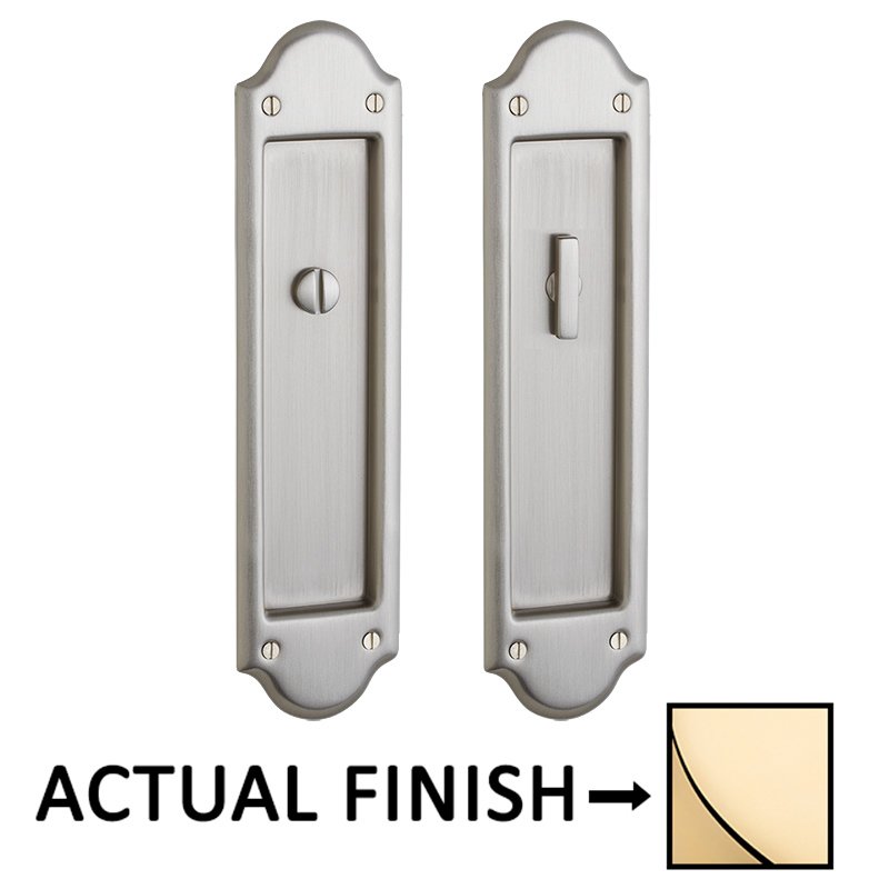 Boulder Privacy Mortise Pocket Door Set in Unlacquered Brass