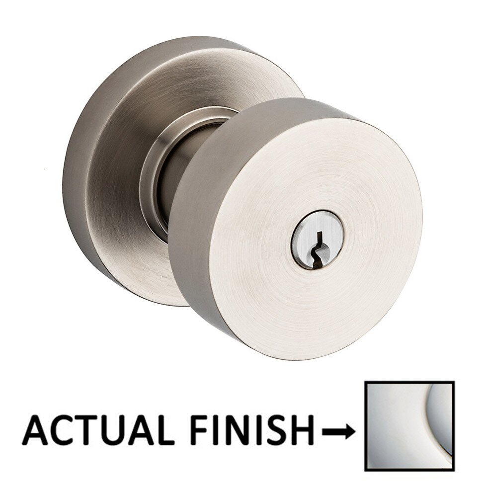 Keyed Contemporary Knob with Round Rose in Lifetime Pvd Polished Nickel