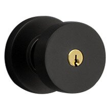 Keyed Contemporary Knob with Round Rose in Satin Black