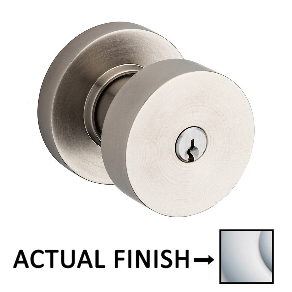 Keyed Contemporary Knob with Round Rose in Satin Chrome