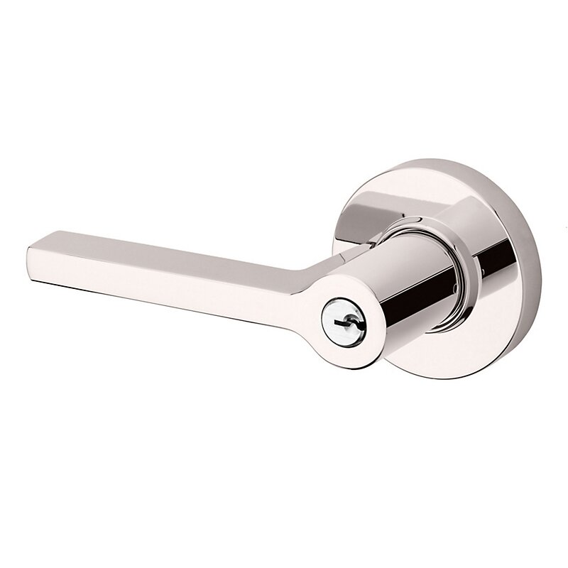 Left Handed Square Lever with Round Rose in Lifetime Pvd Polished Nickel