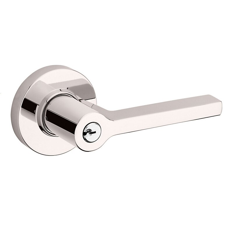 Right Handed Square Lever with Round Rose in Lifetime Pvd Polished Nickel