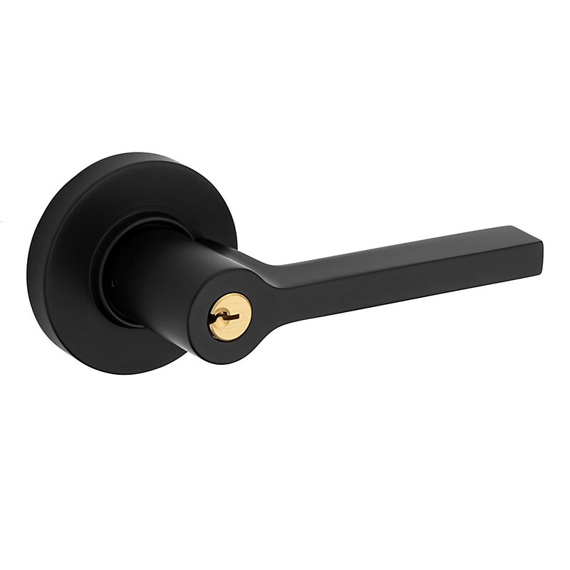 Right Handed Square Lever with Round Rose in Satin Black