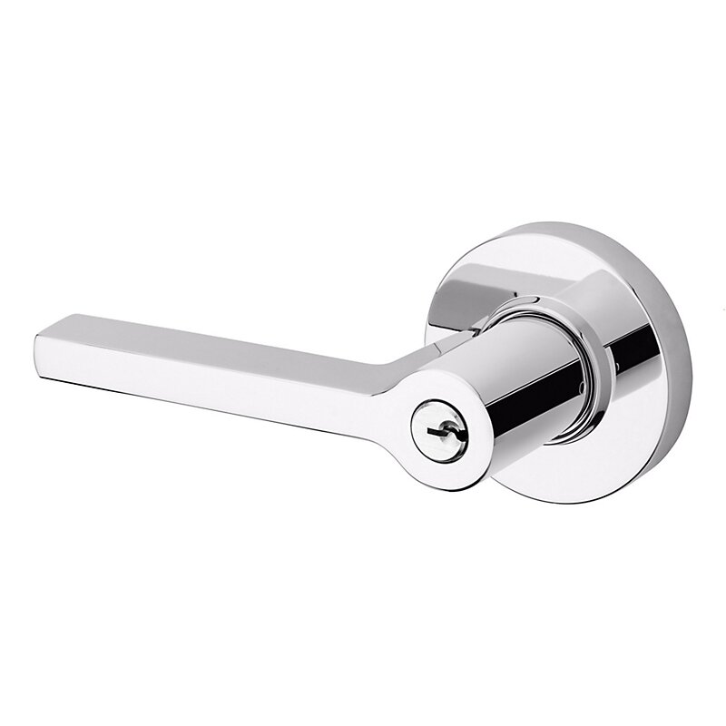 Left Handed Square Lever with Round Rose in Polished Chrome