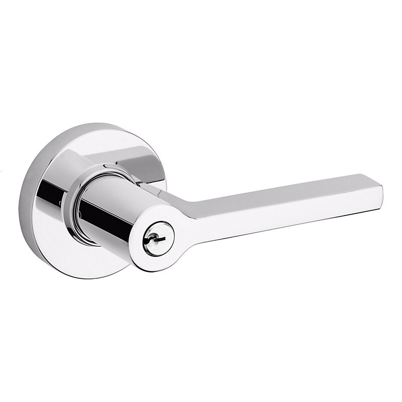 Right Handed Square Lever with Round Rose in Polished Chrome