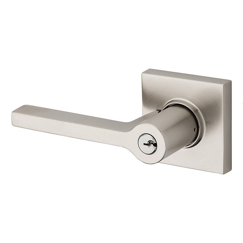 Left Handed Square Lever with Square Rose in Lifetime Pvd Satin Nickel