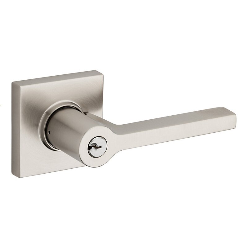 Right Handed Square Lever with Square Rose in Lifetime Pvd Satin Nickel