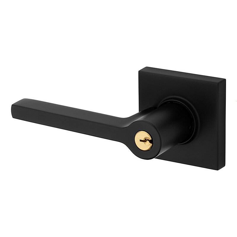 Left Handed Square Lever with Square Rose in Satin Black