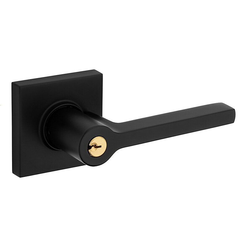 Right Handed Square Lever with Square Rose in Satin Black