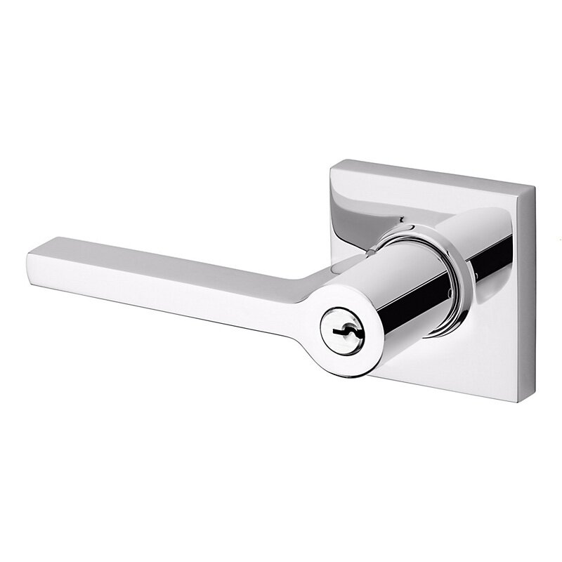 Left Handed Square Lever with Square Rose in Polished Chrome
