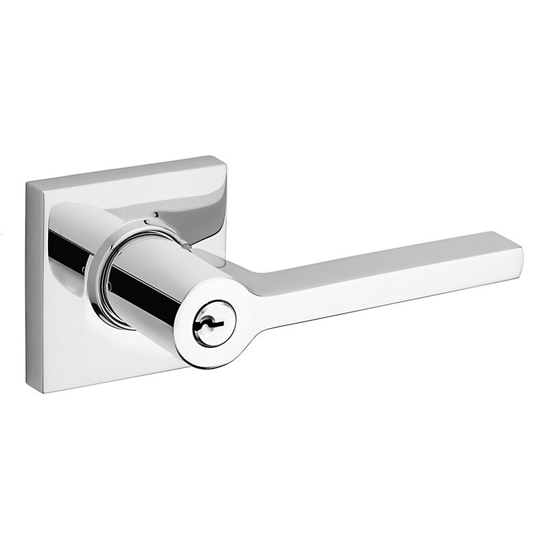 Right Handed Square Lever with Square Rose in Polished Chrome