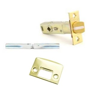 Privacy Knob Replacement Latch with Full Lip Strike in Lifetime Pvd Polished Brass