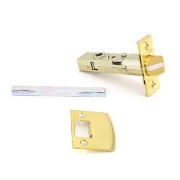 Passage Knob Replacement Latch with Full Lip Strike in Unlacquered Brass