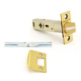 Privacy Knob Replacement Latch with Full Lip Strike in PVD Lifetime Satin Brass