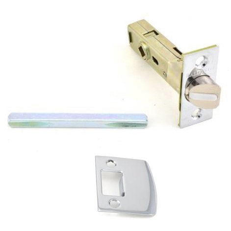 Privacy Knob Replacement Latch with Full Lip Strike in Polished Chrome