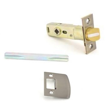 Passage Lever Replacement Latch with Full Lip Strike in Satin Brass and Black