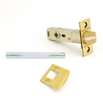 Privacy Lever Replacement Latch with Full Lip Strike in Satin Brass and Brown