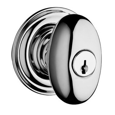 Keyed Entry Door Knob with Traditional Round Rose in Polished Chrome