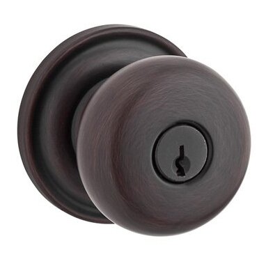 Keyed Entry Door Knob with Traditional Rose in Venetian Bronze