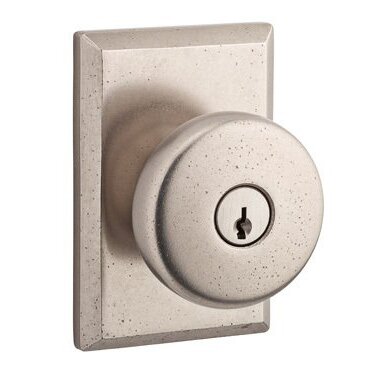 Keyed Entry Door Knob with Square Rose in White Bronze
