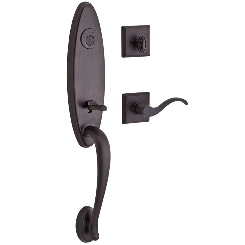 Handleset with Left Handed Curve Lever and Traditional Square Rose in Venetian Bronze