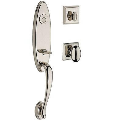 Full Dummy Chesapeake Handleset with Ellipse Door Knob with Traditional Square Rose in Polished Nickel