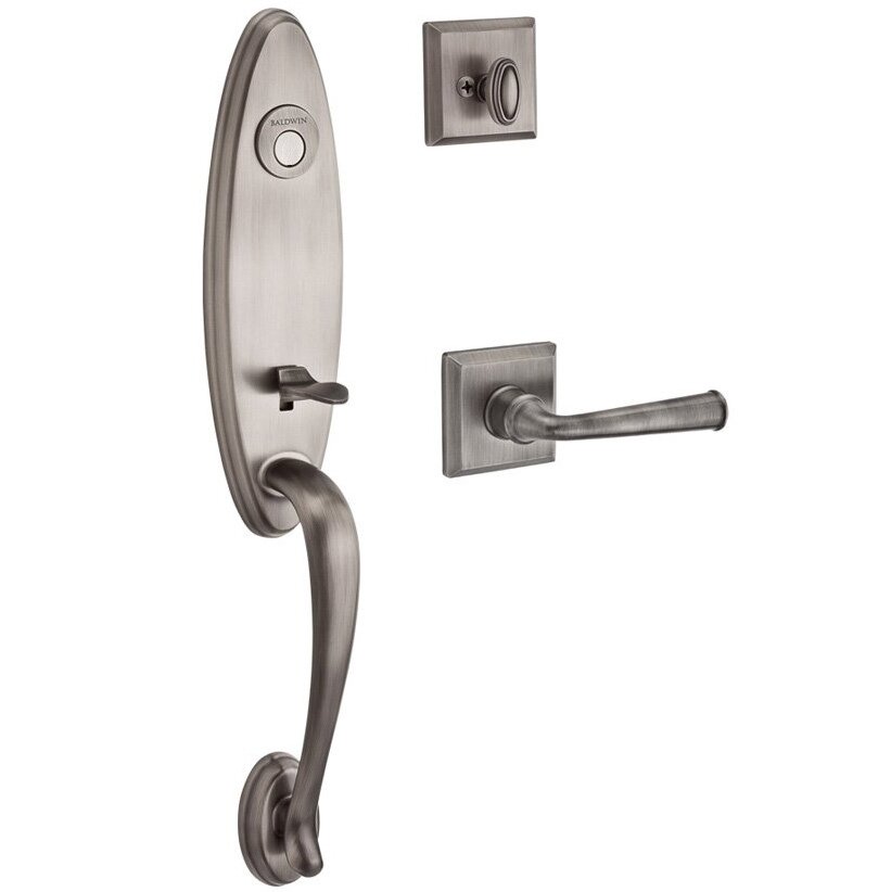 Handleset with Left Handed Federal Lever and Traditional Square Rose in Matte Antique Nickel