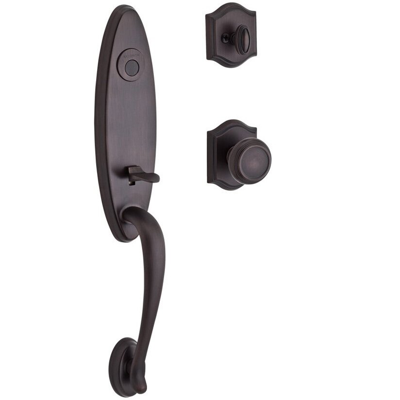 Handleset with Traditional Knob and Traditional Arch Rose in Venetian Bronze