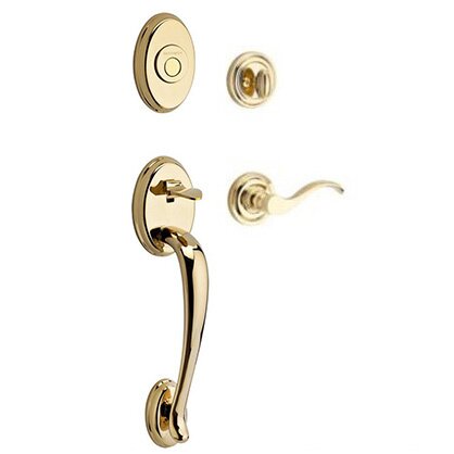 Left Handed Full Dummy Handleset with Curve Lever in Polished Brass