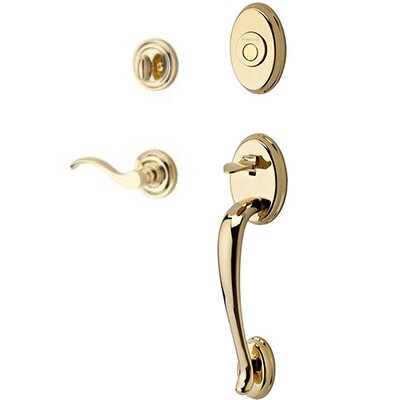 Right Handed Full Dummy Handleset with Curve Lever in Polished Brass