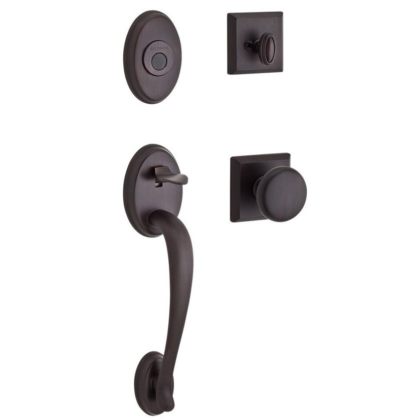 Handleset with Round Knob and Traditional Square Rose in Venetian Bronze
