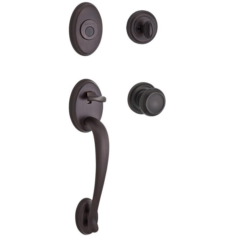 Handleset with Traditional Knob and Traditional Round Rose in Venetian Bronze