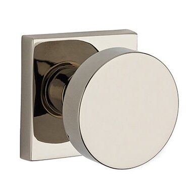 Full Dummy Contemporary Door Knob with Contemporary Square Rose in Polished Nickel
