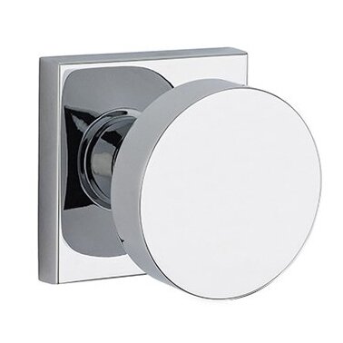 Full Dummy Contemporary Door Knob with Contemporary Square Rose in Polished Chrome