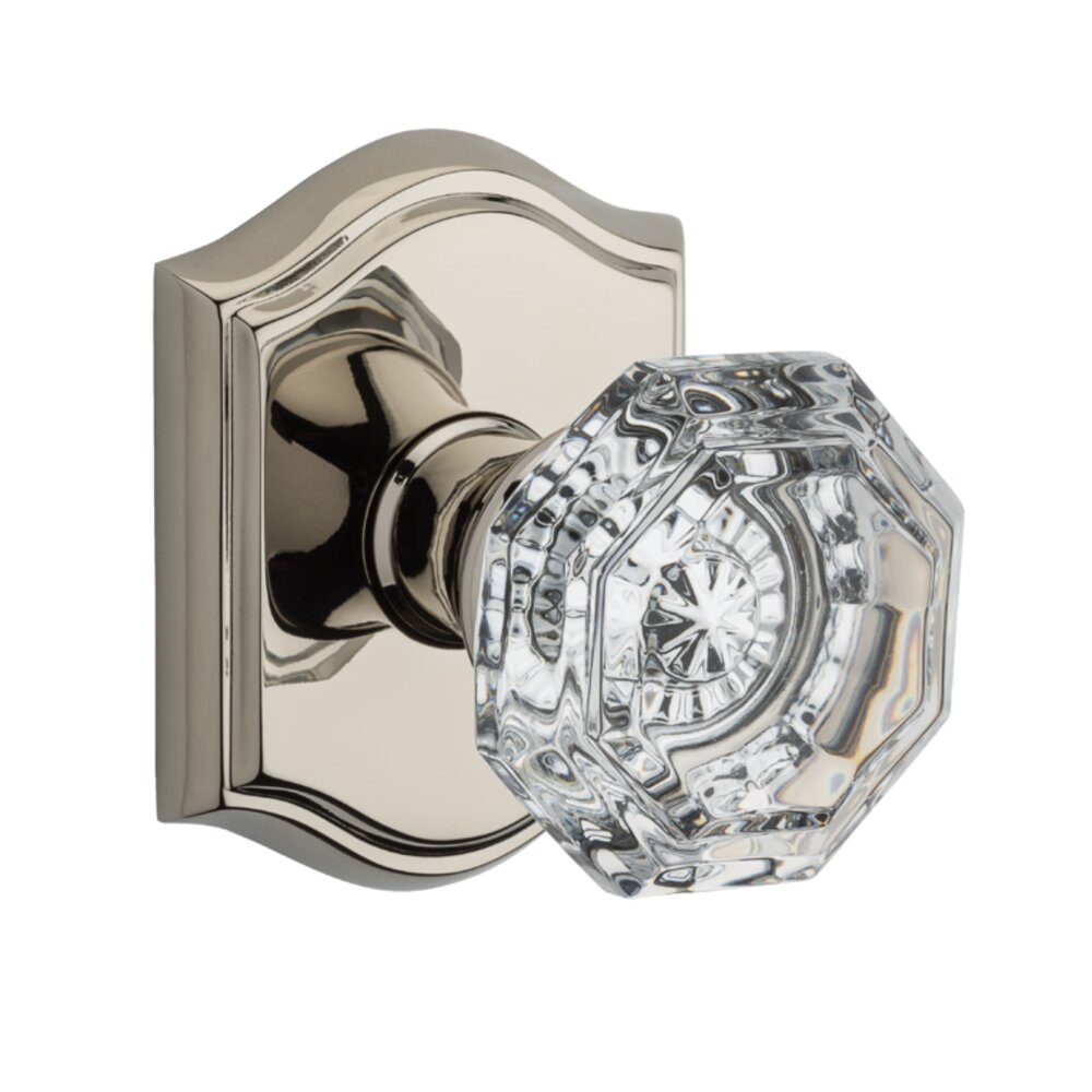 Full Dummy Crystal Door Knob with Traditional Arch Rose in Polished Nickel