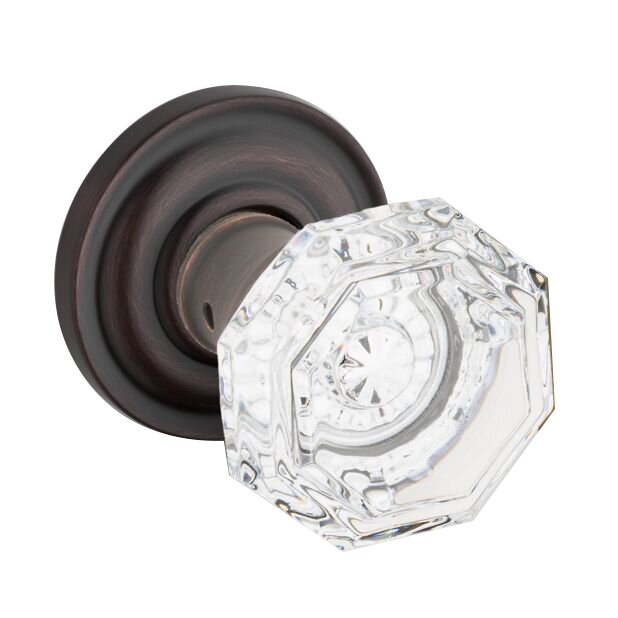 Full Dummy Crystal Door Knob with Traditional Round Rose in Venetian Bronze