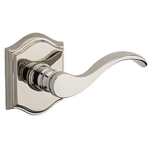 Right Handed Full Dummy Curve Door Lever with Traditional Arch Rose in Polished Nickel