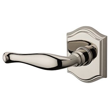Left Handed Full Dummy Decorative Door Lever with Traditional Arch Rose in Polished Nickel