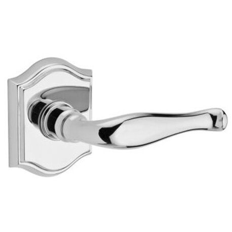 Full Dummy Door Lever with Traditional Arch Rose in Polished Chrome