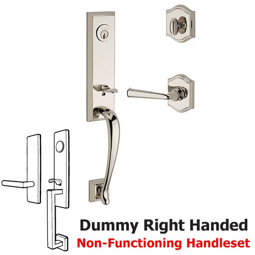 Right Handed Full Dummy Del Mar Handleset with Federal Door Lever with Traditional Arch Rose in Polished Nickel