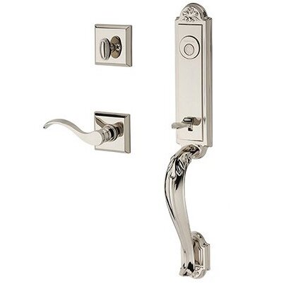 Right Handed Full Dummy Elizabeth Handlest with Curve Door Lever with Traditional Square Rose in Polished Nickel