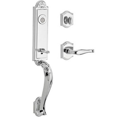 Left Handed Full Dummy Handleset with Decorative Lever in Polished Chrome
