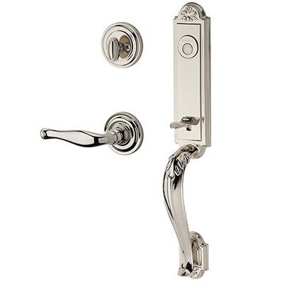 Right Handed Full Dummy Elizabeth Handlest with Decorative Door Lever with Traditional Round Rose in Polished Nickel