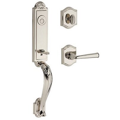 Left Handed Full Dummy Elizabeth Handlest with Federal Door Lever with Traditional Arch Rose in Polished Nickel