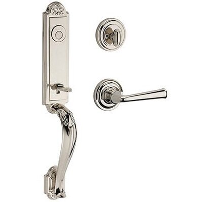Left Handed Full Dummy Elizabeth Handlest with Federal Door Lever with Traditional Round Rose in Polished Nickel