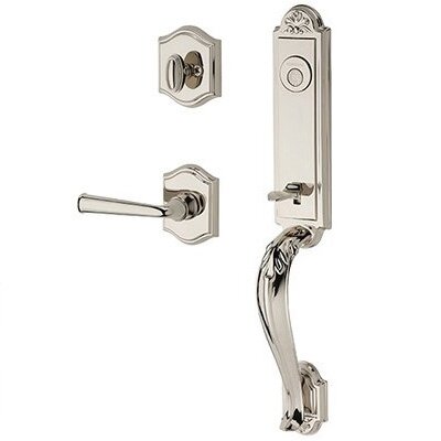 Right Handed Full Dummy Elizabeth Handlest with Federal Door Lever with Traditional Arch Rose in Polished Nickel