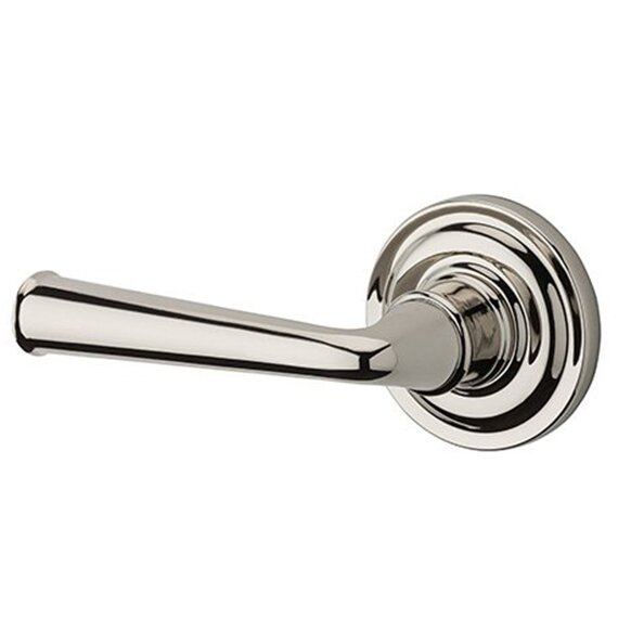 Left Handed Full Dummy Federal Door Lever with Traditional Round Rose in Polished Nickel