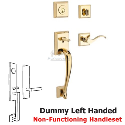 Left Handed Full Dummy Handleset with Curve Lever in Polished Brass