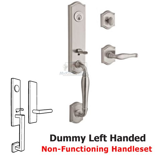 Left Handed Full Dummy Handleset with Decorative Lever in Satin Nickel