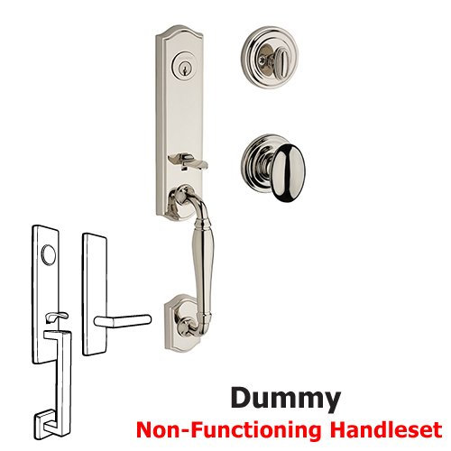 Full Dummy New Hampshire Handleset with Ellipse Door Knob with Traditional Round Rose in Polished Nickel
